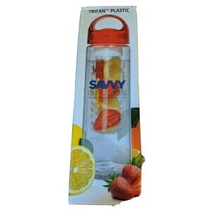 Fruit Infusion Water Bottle with Red Tritan Plastic Home Use Savvy NEW